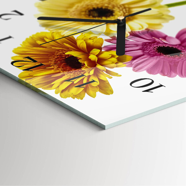 Wanduhr aus glas Blumen