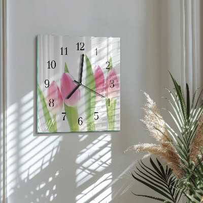 Wanduhr aus glas Tulpen