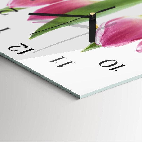Wanduhr aus glas Tulpen