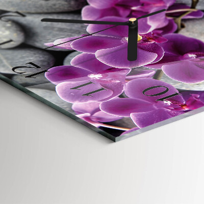 Wanduhr aus glas Orchideensteine