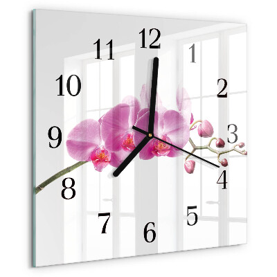 Wanduhr aus glas Orchidee