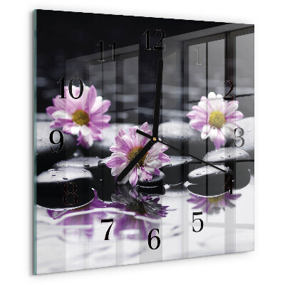 Wanduhr aus glas Blumen