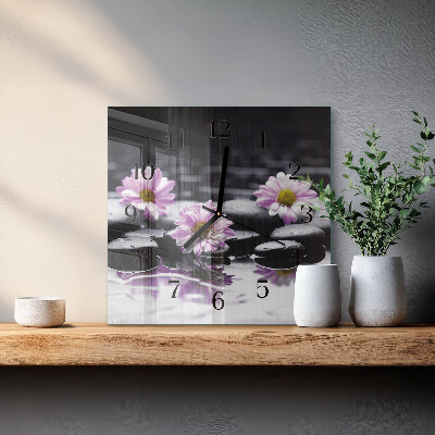 Wanduhr aus glas Blumen