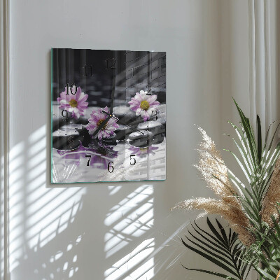 Wanduhr aus glas Blumen