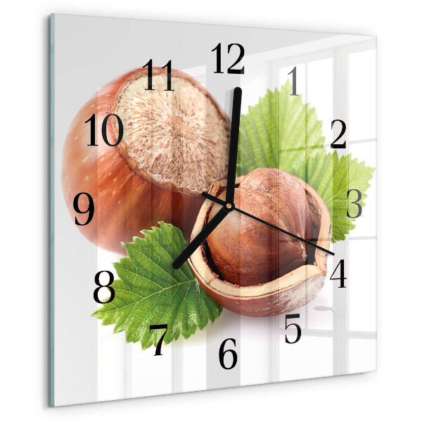 Wanduhr aus glas Haselnüsse