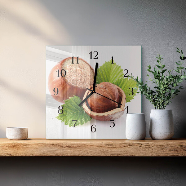Wanduhr aus glas Haselnüsse
