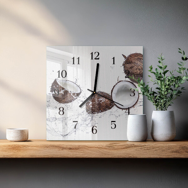 Wanduhr aus glas Kokosnüsse