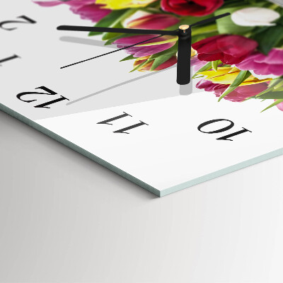 Wanduhr aus glas Tulpen
