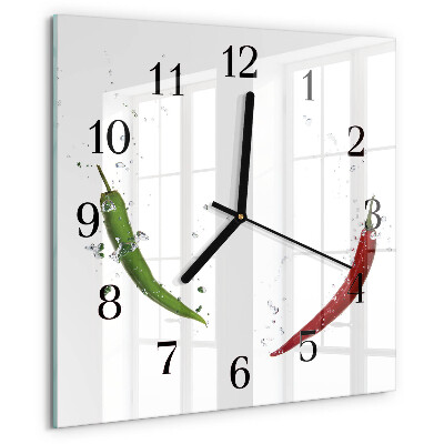 Wanduhr aus glas Chilischoten