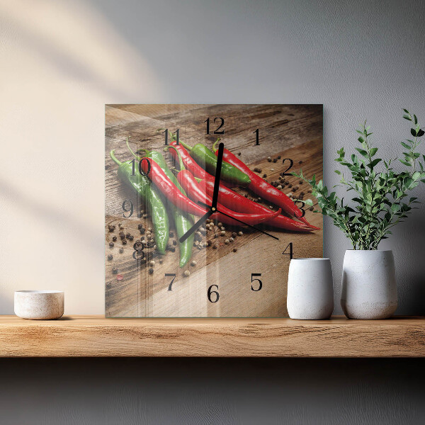 Wanduhr aus glas Chilischoten