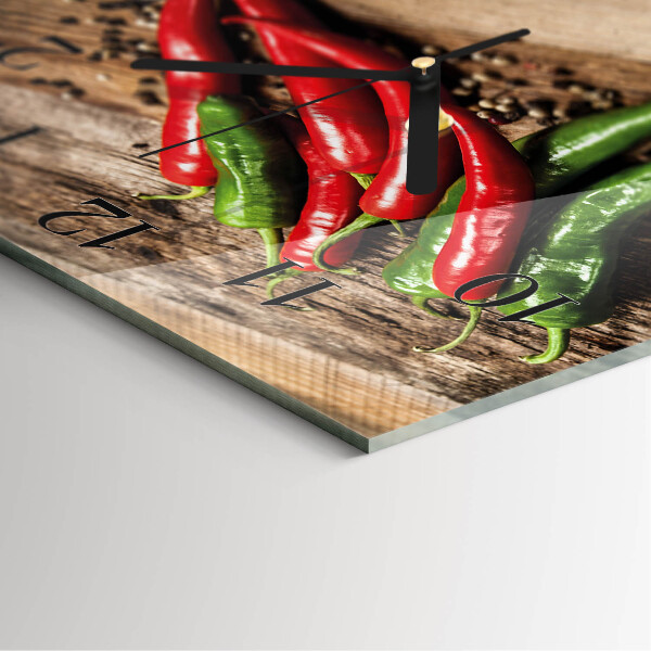 Wanduhr aus glas Chilischoten