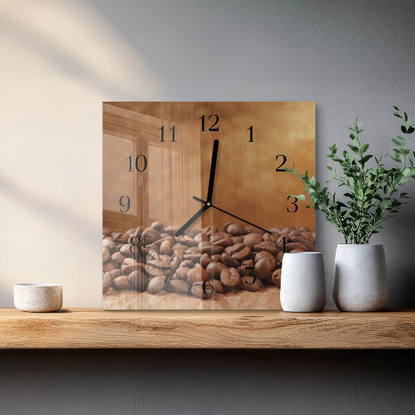 Wanduhr aus glas Kaffeebohnen