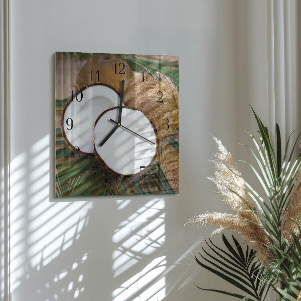 Wanduhr aus glas Kokosnüsse
