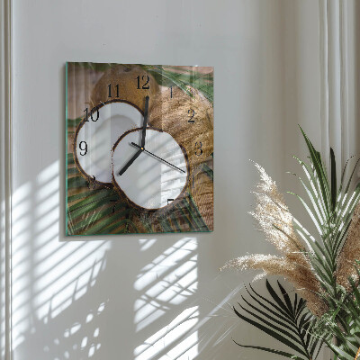 Wanduhr aus glas Kokosnüsse