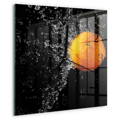 Wanduhr aus glas Orange