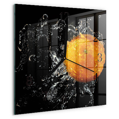 Wanduhr aus glas Orange
