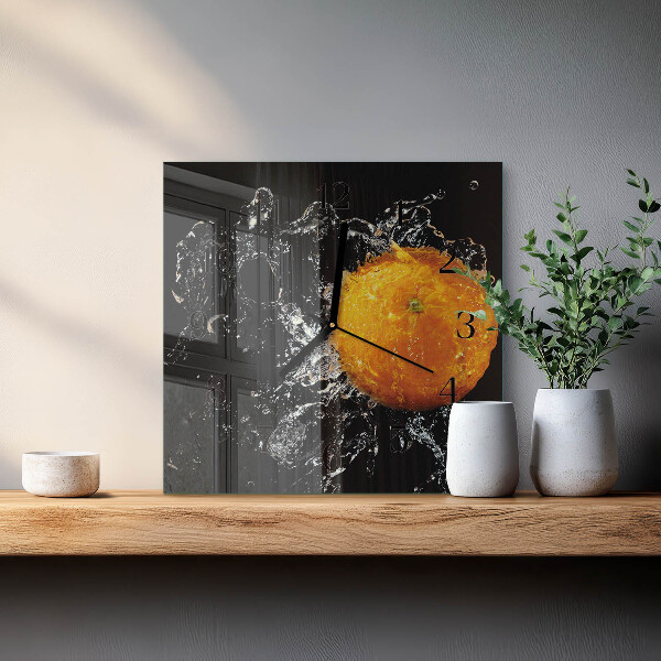 Wanduhr aus glas Orange