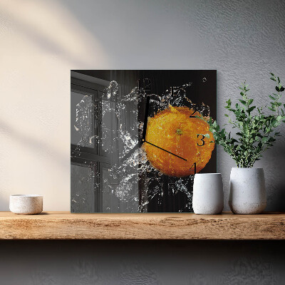 Wanduhr aus glas Orange