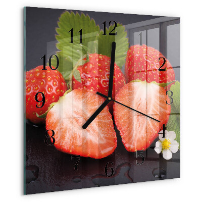 Wanduhr aus glas Erdbeeren