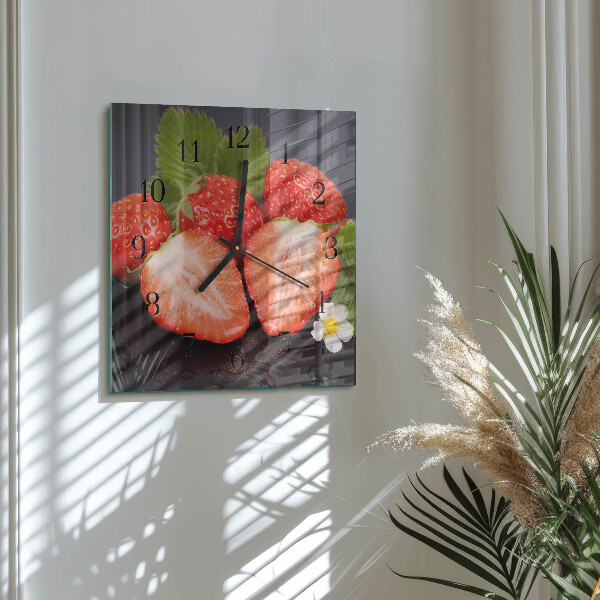 Wanduhr aus glas Erdbeeren