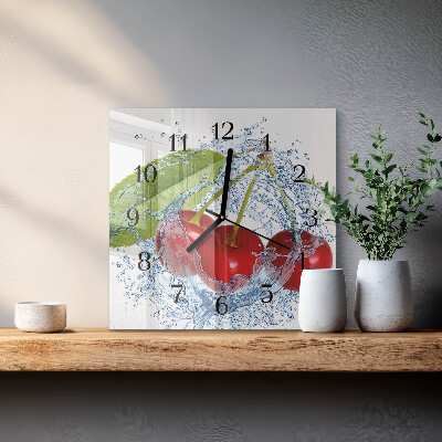 Wanduhr aus glas Kirschen