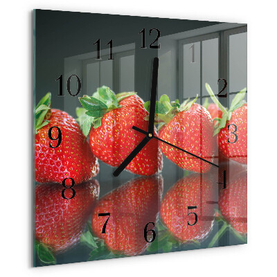 Wanduhr aus glas Erdbeeren