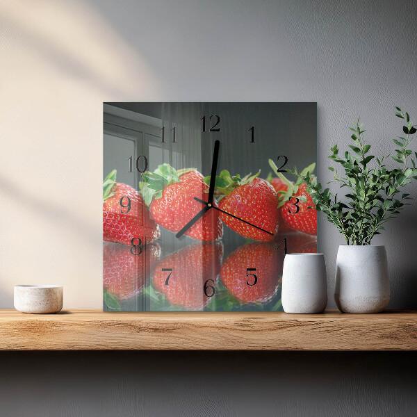Wanduhr aus glas Erdbeeren
