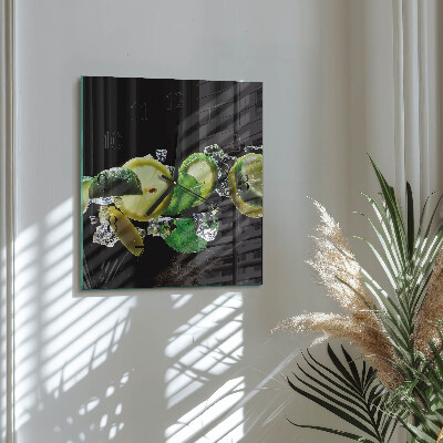 Wanduhr aus glas Zitrone und Limette