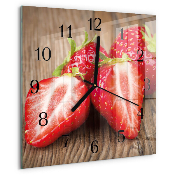 Wanduhr aus glas Erdbeeren