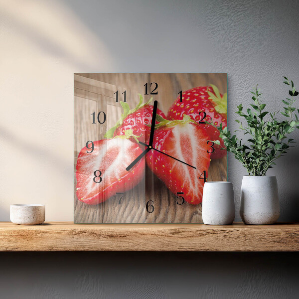 Wanduhr aus glas Erdbeeren