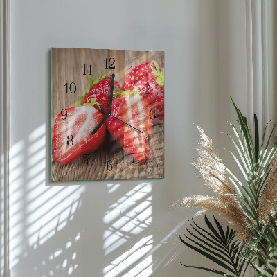 Wanduhr aus glas Erdbeeren