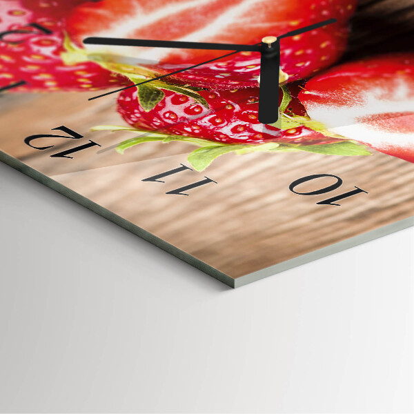 Wanduhr aus glas Erdbeeren