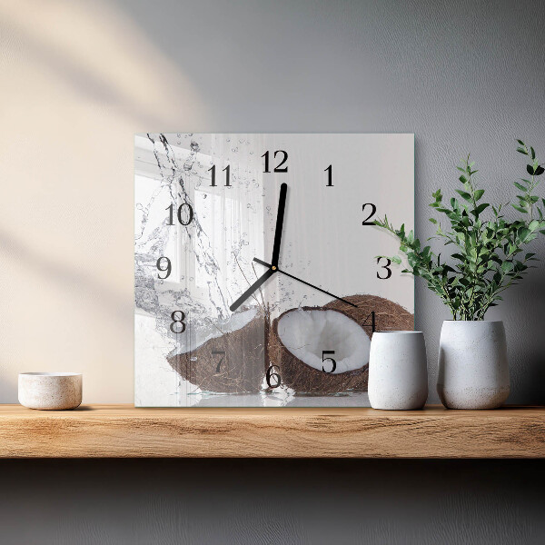 Wanduhr aus glas Kokosnüsse