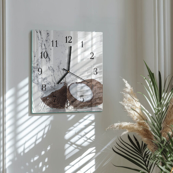 Wanduhr aus glas Kokosnüsse
