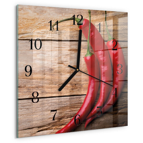 Wanduhr aus glas Chilischoten
