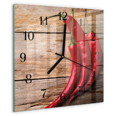 Wanduhr aus glas Chilischoten