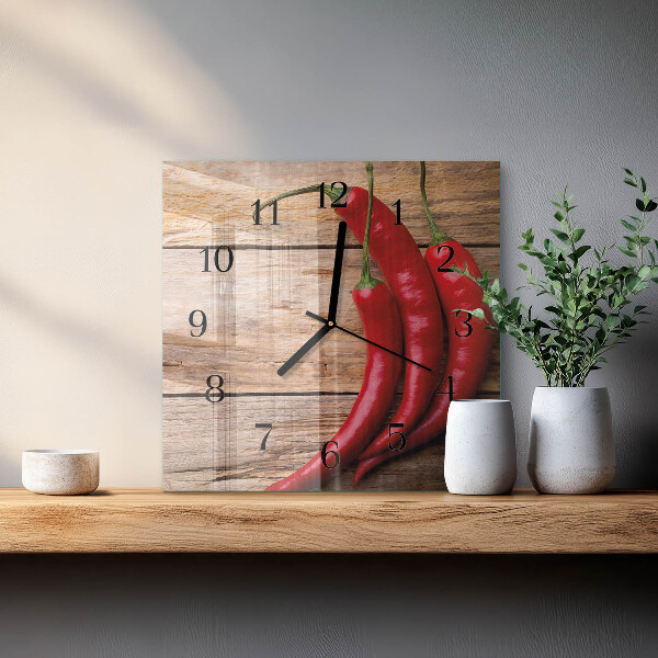 Wanduhr aus glas Chilischoten