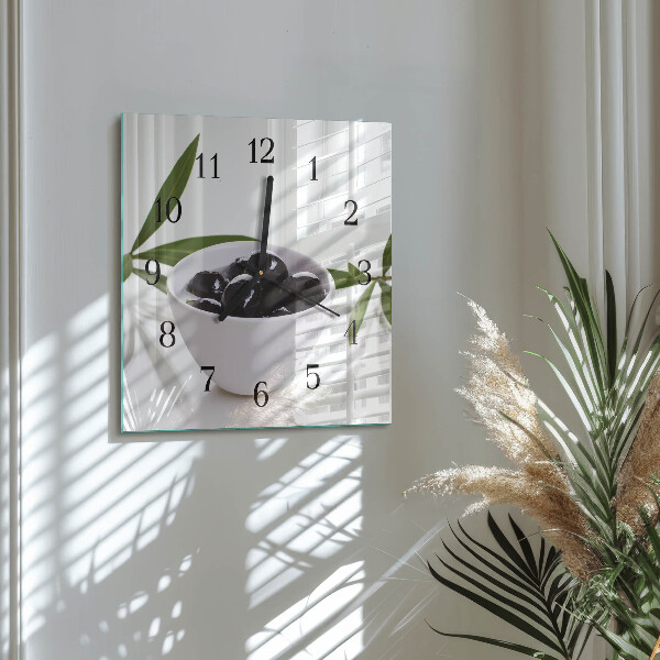 Wanduhr aus glas Oliven