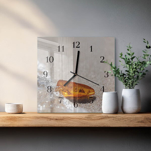 Wanduhr aus glas Bernstein