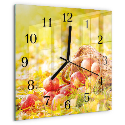 Wanduhr aus glas Äpfel