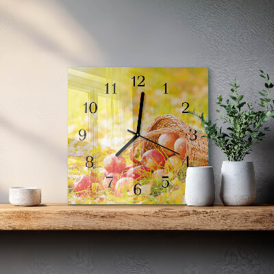 Wanduhr aus glas Äpfel