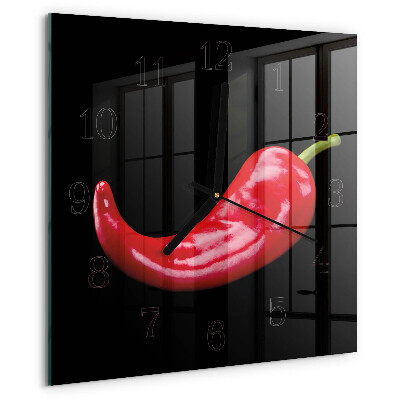 Wanduhr aus glas Chilischoten