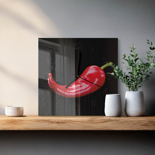 Wanduhr aus glas Chilischoten