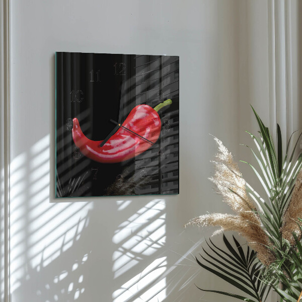 Wanduhr aus glas Chilischoten