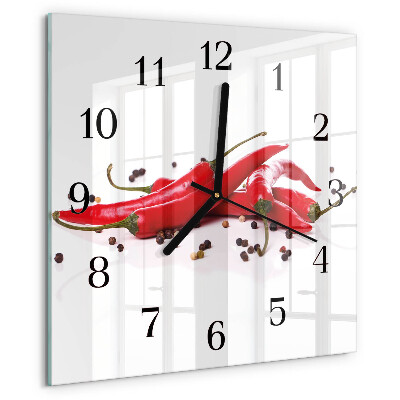 Wanduhr aus glas Chilischoten