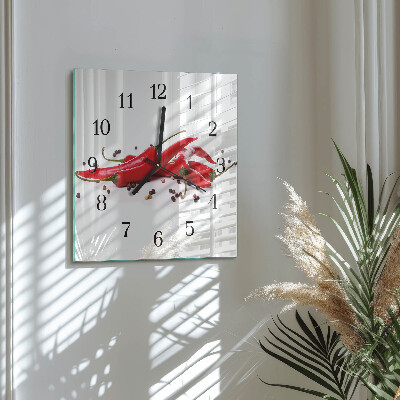 Wanduhr aus glas Chilischoten