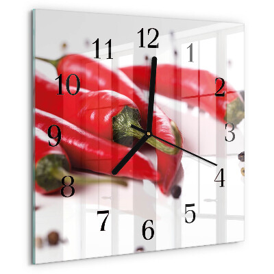 Wanduhr aus glas Chilischoten