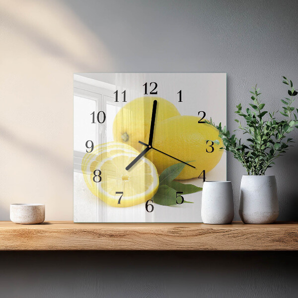 Wanduhr aus glas Zitronen