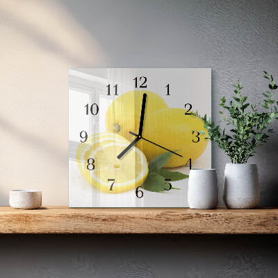 Wanduhr aus glas Zitronen