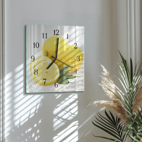 Wanduhr aus glas Zitronen